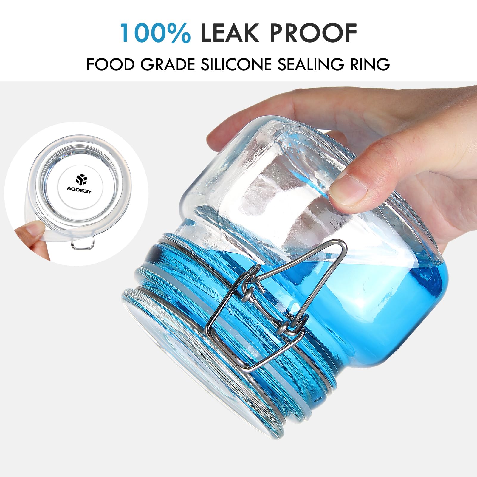 Yeboda 16Oz Food Storage Canister Glass Jars With Clamp Airtight Lids And Silicone Gaskets For Multi-Purpose Kitchen Containers